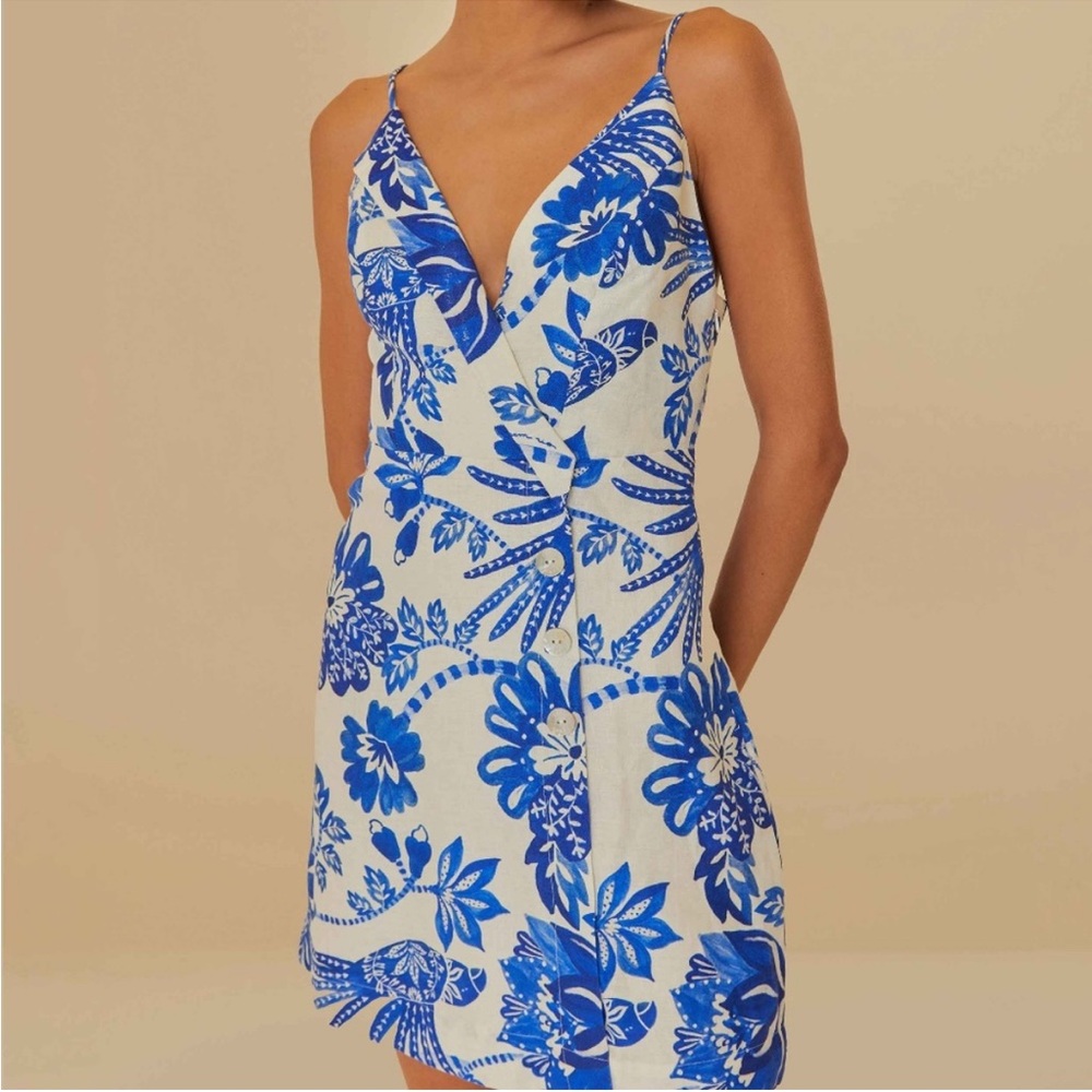 Beautiful FARM Rio Off-White Floral Birds Euroflax™ Mini Dress - Picture 2 of 7